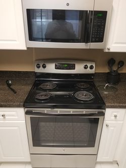 Matching stainless microwave and stove