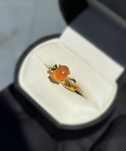 Vintage Jewelry 18k solid yellow gold opal stone 0.70CTW ring sz 6.00
