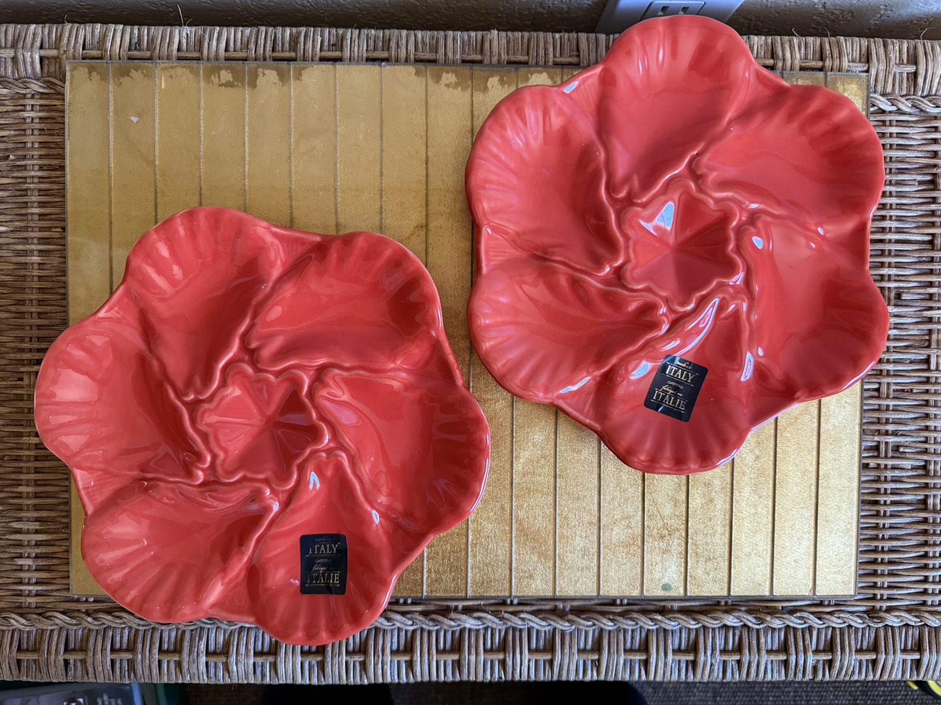 Maioliche Jessica Ceramic Oyster Platter X2 Made In Italy Each Holds 6 Oyst