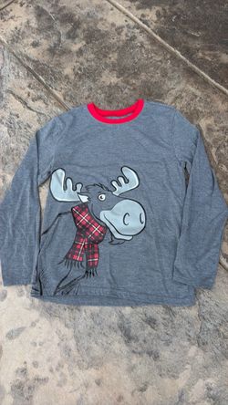 Gray Long Sleeve Moose Graphic Shirt