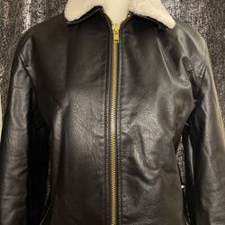 Forever 21 Black And Gold Faux Leather Coat Men’s s