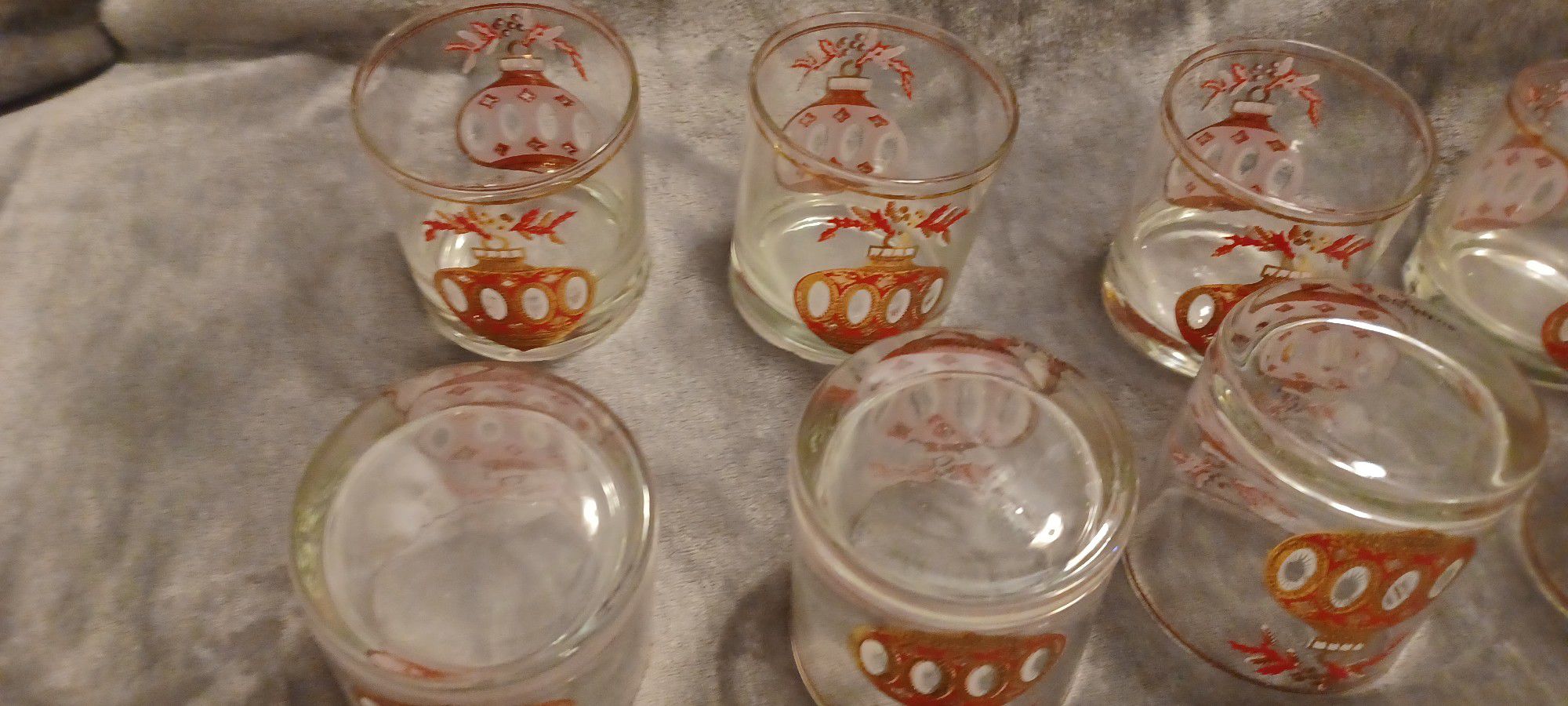 Culver signed mid century Christmas ornament glasses(set of 8)