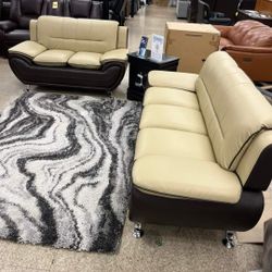 LAMIUM BEIGE BROWN LIVING ROOM SET