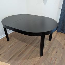 Black Circular 45" Table With 20" Leaf