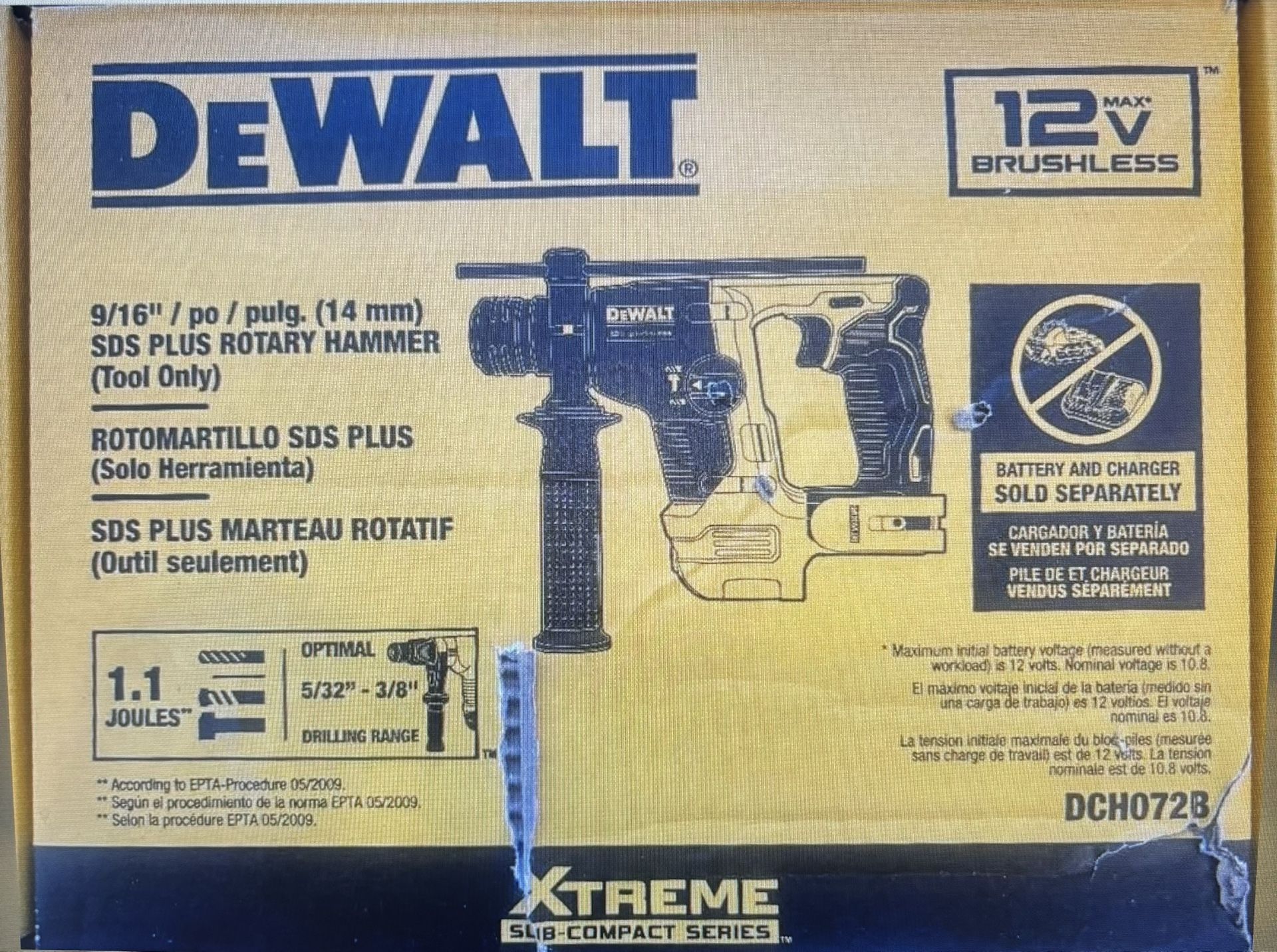 DeWalt 12V 9/16IN Ultra Compact Hammer Bare DCH072B