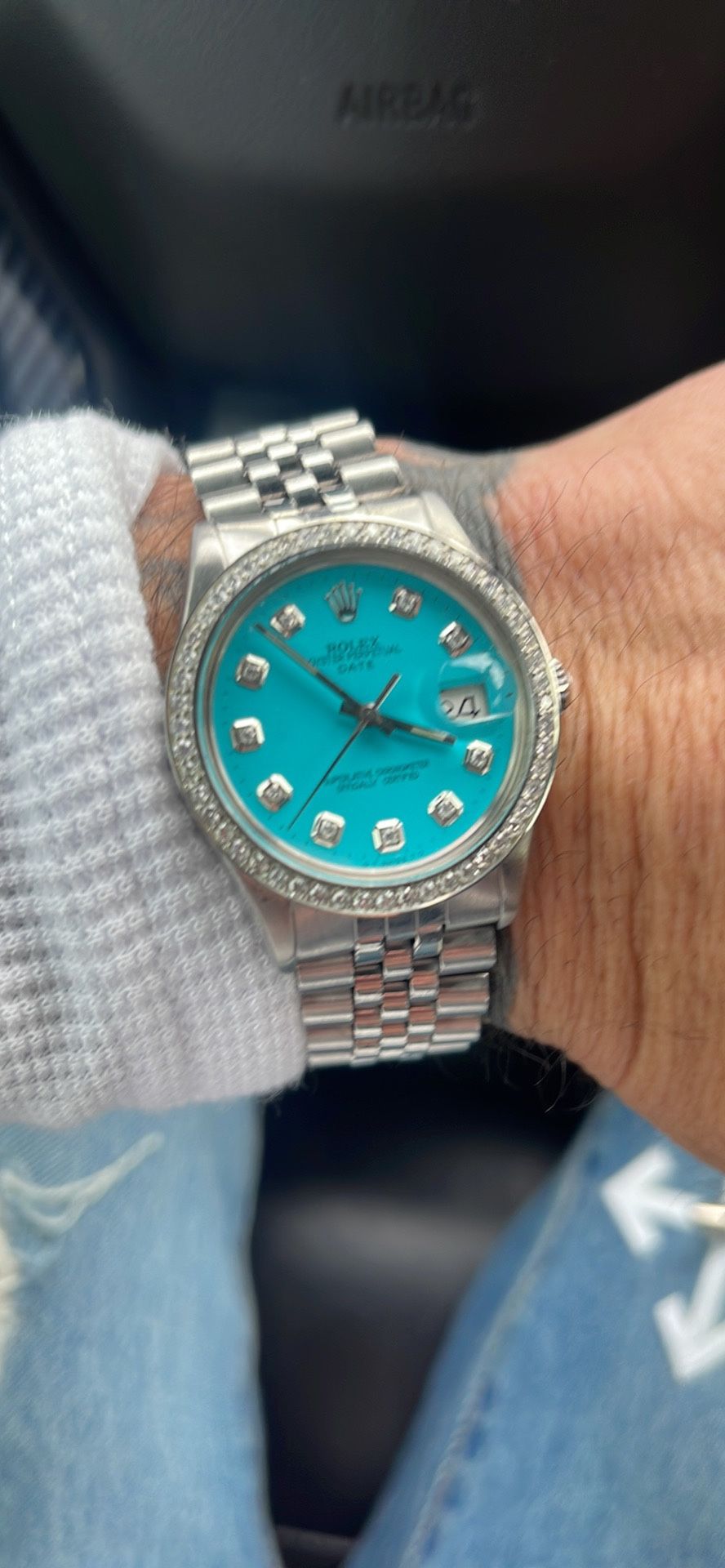 This Is A Real Rolex With Tiffany Diamond Dial