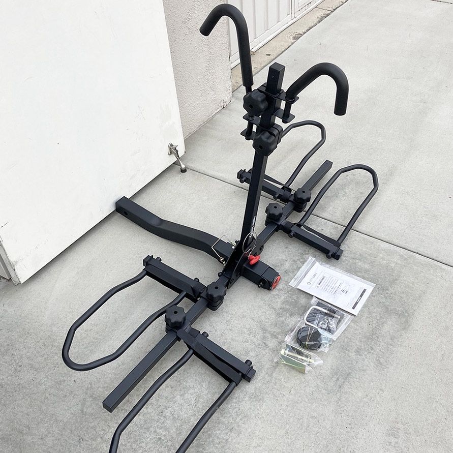 (NEW) $115 Heavy Duty 2-Bike Rack Wobble Free Tilting Electric Bicycle Carrier, 2-inch Hitch 160lbs Max