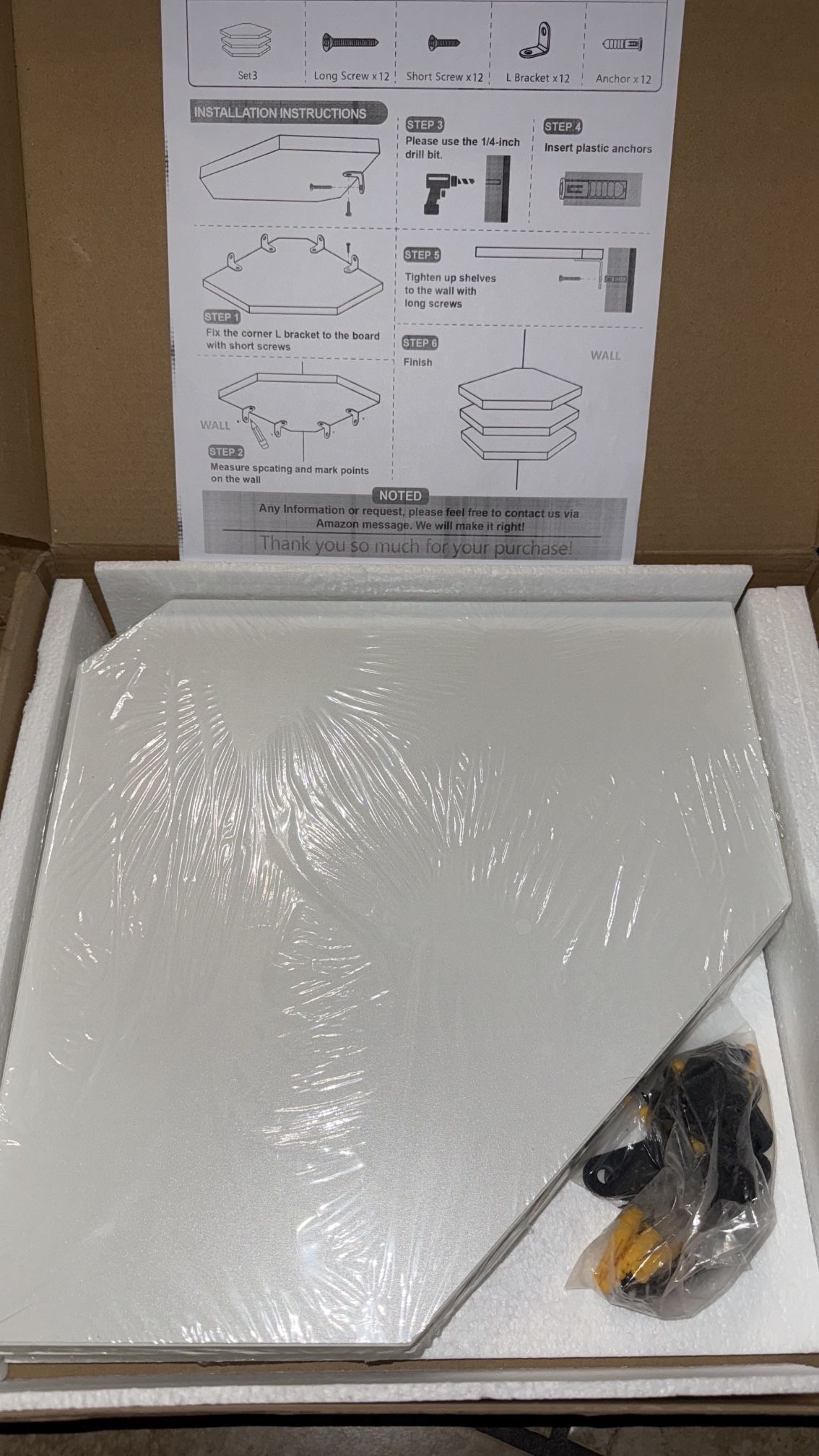 Corner Shelves, Set Of 3, White Shelves, Wall Shelves,