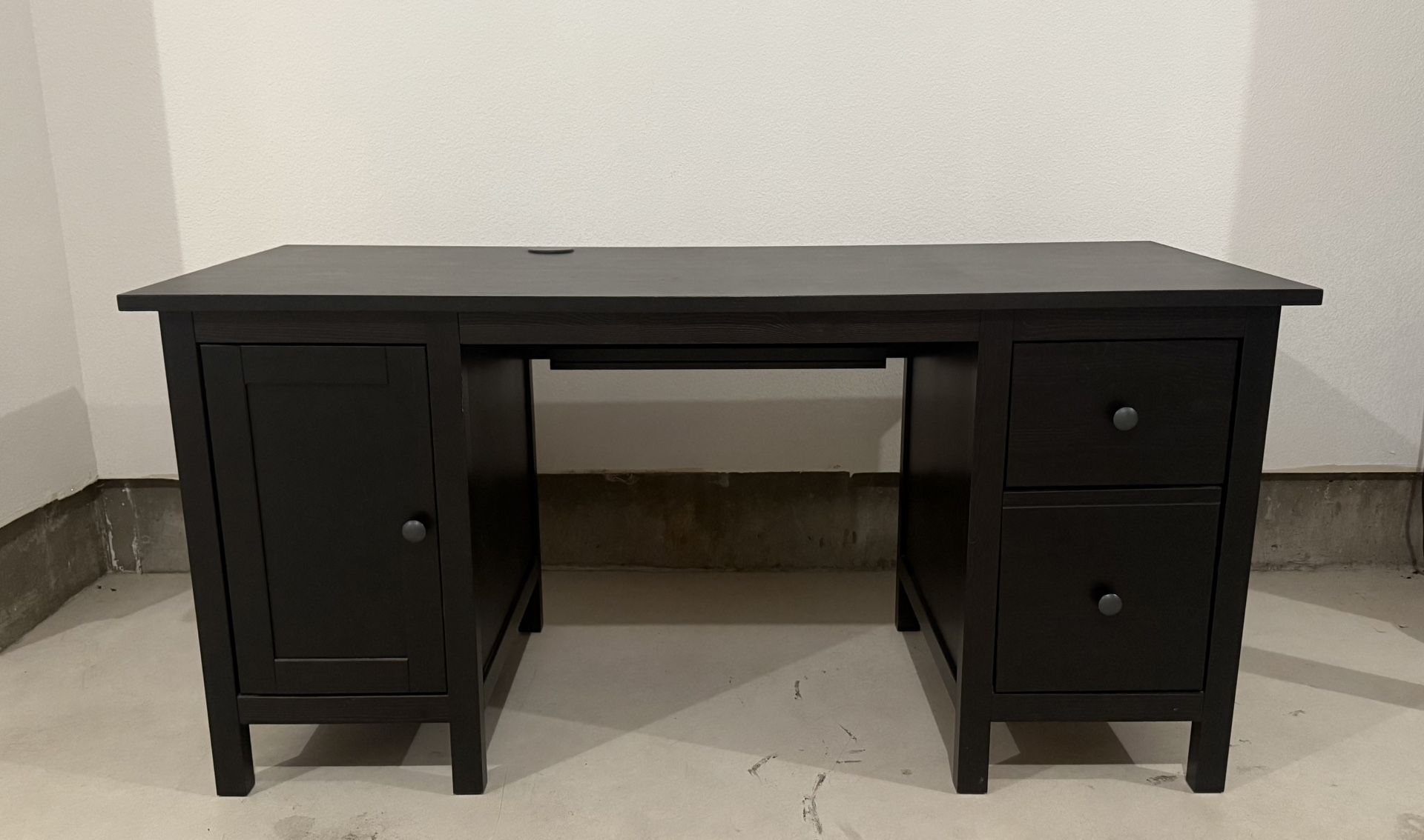 IKEA HEMNES Brown Wood Desk with Drawers & Cabinet