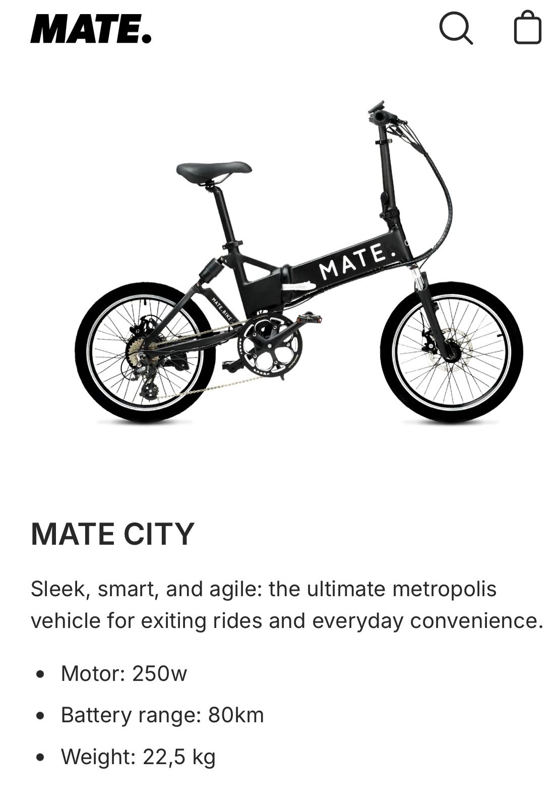 MATE Electric bike. Almost New Condition.
