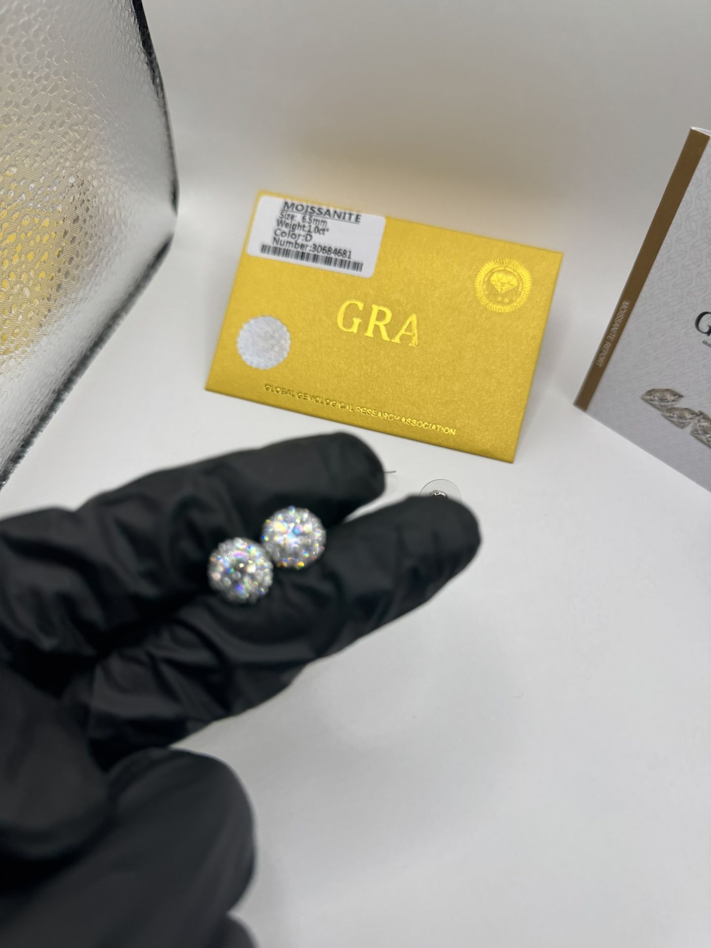 S925 Moissanite Stud Earrings 6.5mm 1.0ct D color