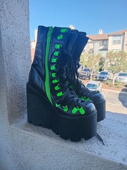 Neon Green Platform Boots