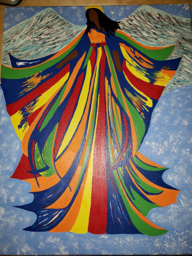 Colorful black angel painting