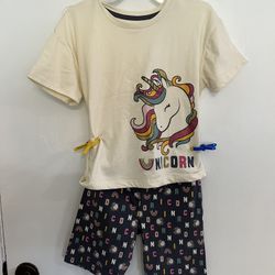 Girls Size 10 Unicorn Shirt Short Set
