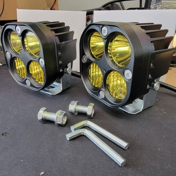 2pc LED Light Pods, Spot Flood Combo Yellow, 12v