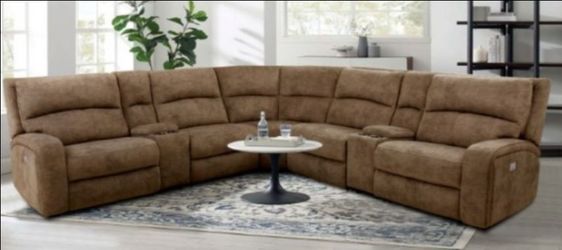 Brand New Brown Super Plush Power Reclining Sectional Sofa