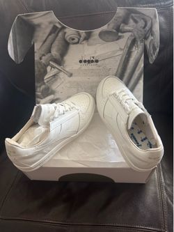 diadora b.elite h italia sport perforated lace up  mens sz 7.5 white sneakers casual shoe