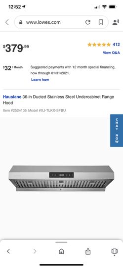 Hauslane 36-in Ducted Stainless Steel Undercabinet Range Hood