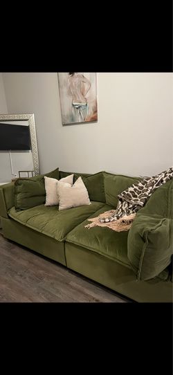 Modern Olive Green Velvet Cloud Couch
