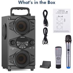 (2222-33) Bluetooth Speakers, 60W Portable Wireless Loud Outdoor Home Party Bluetooth Speaker with Subwoofer, FM Radio, LED Colorful Lights, Microphon