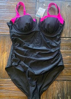 B2PRITY Black Hot Pink One Piece Swimsuit. New. size Large