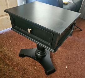 Black Wood End Table / Accent Table with Storage Drawer