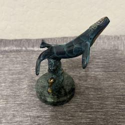 SPI Gallery Solid Brass Humpback Whale And Calf Sculpture