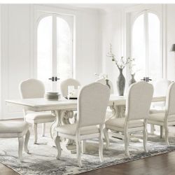 Arlendyne Antique White Dining Table and 8 Chairs