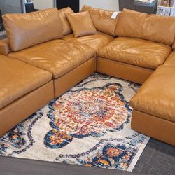 Commix Down Filled Overstuffed Vegan Leather 6-Piece Sectional Sofa

