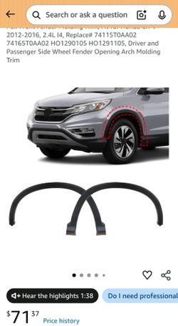 2012 2016 Honda CRV Fender molding