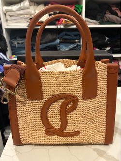 Christian Louboutin by my side raffia tote bag