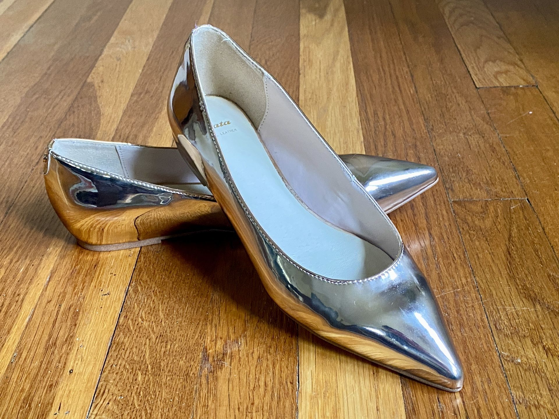 Bata Metallic Rose Gold Ballerina Shoes