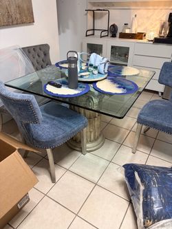 Dining room table with thick glass