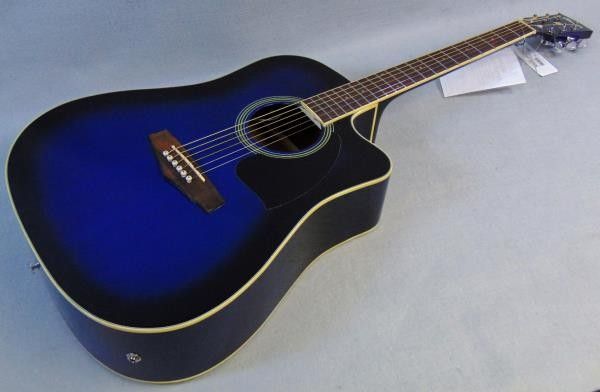 Ibanez PF15ECE-TBS Trans Blue Burst Acoustic Electric Professionally Set Up!