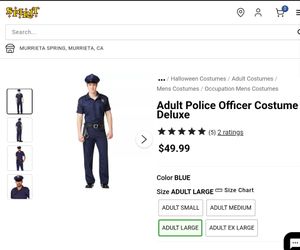 Adult Police Officer Deluxe Costume – Size Large