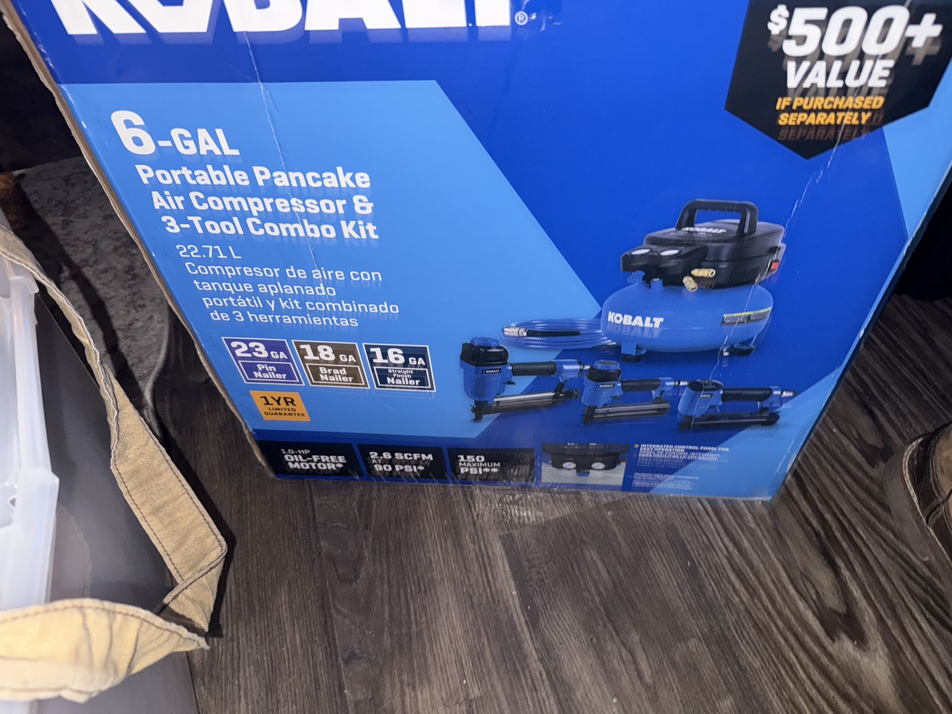 Kobalt 6-Gal Portable Pancake Air Compressor & 3-Tool Combo Kit