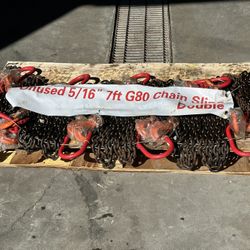 Unused 5/16” 7ft G80 Chain Slings Double