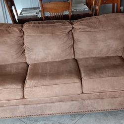 Brown Suede Leather Couch