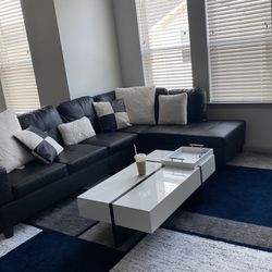 Black Leather Sectional Sofa