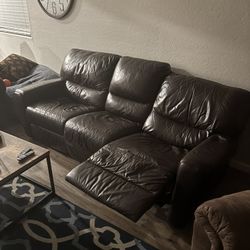 Leather Couch Both Sides Recline