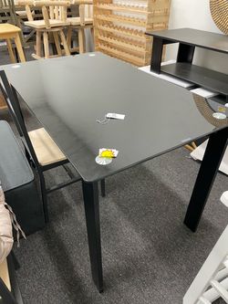 Black Glass Top Dining Table Metal Legs