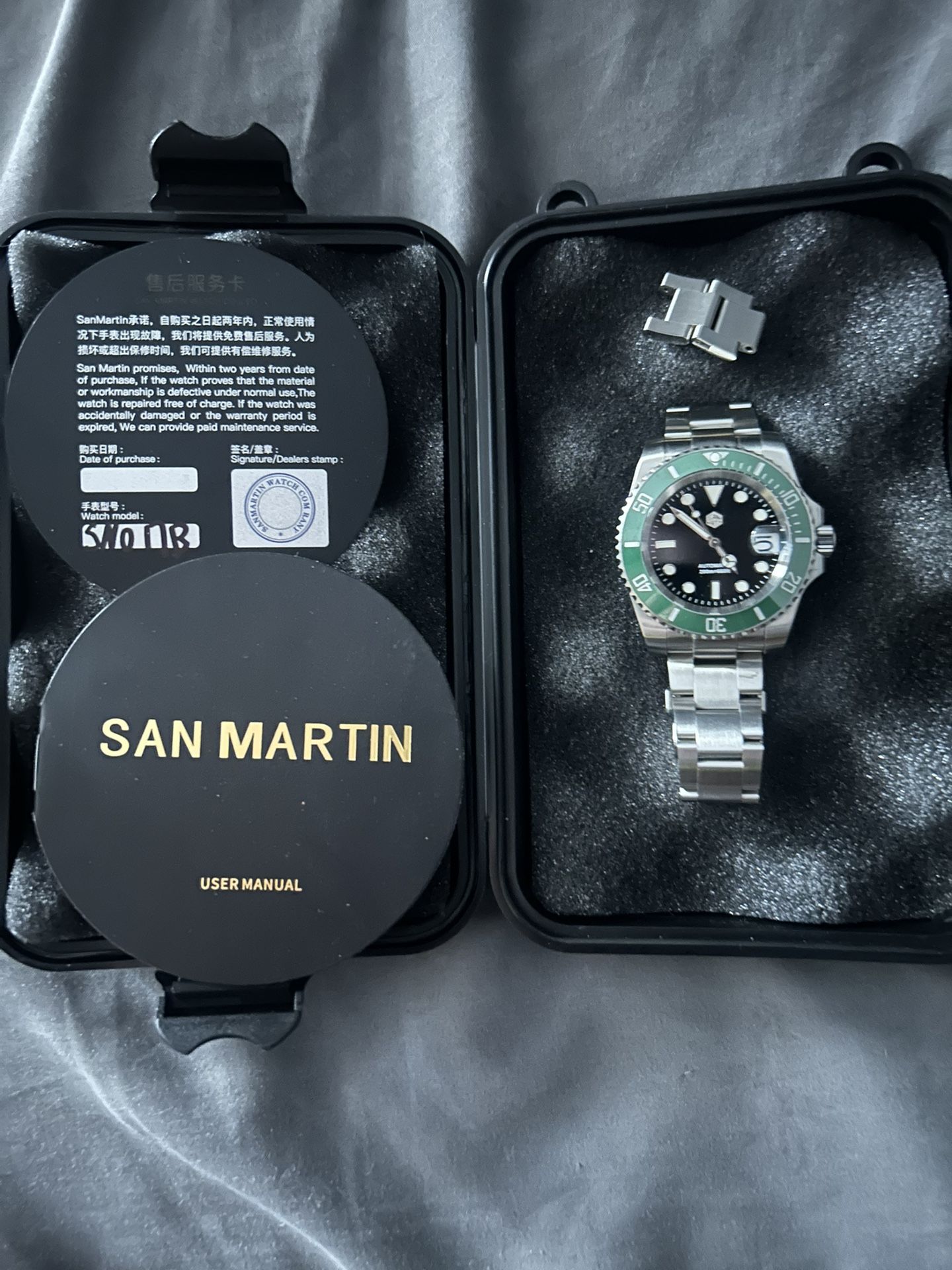 Automatic San Martin 40mm Sub SN017GB SAPPHIRE 200m Kermit Homage Dive Watch