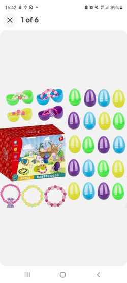 Ritastar Fillable Plastic Easter Eggs Prefilled with Colorful Beaded Bracelets