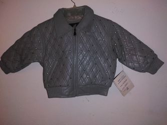 kids 100% leather jacket (gray w/studs)