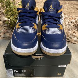 Nike Air Jordan 4 Retro BG Youth Size 5 Navy Gold Shoes