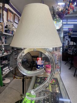 MID CENTURY MODERN ORIGINAL LUCITE VAN TEAL TABLE LAMP LIGHT 