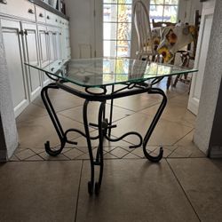 2 Glass Top and Iron Base End Tables