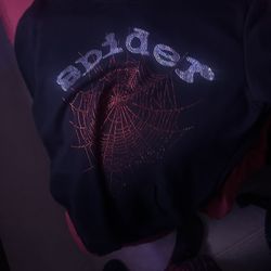 Red And Black Rhinestone Sp5der Hoodie 