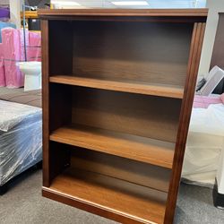 New In Box! 41.85"x30.7"x12.8" Oak Wooden 3 Tier Bookcase Book Shelves