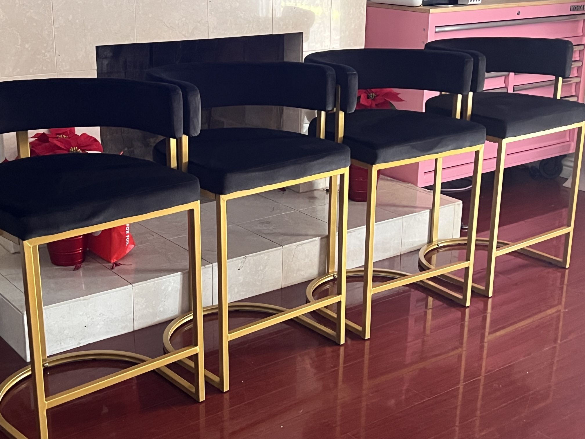 Black And Gold Velvet Counter Stools